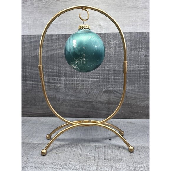 Vtg West Germany KREBS Blue Green Gold Round 3" Christmas Ornament 301d7 - Picture 1 of 11